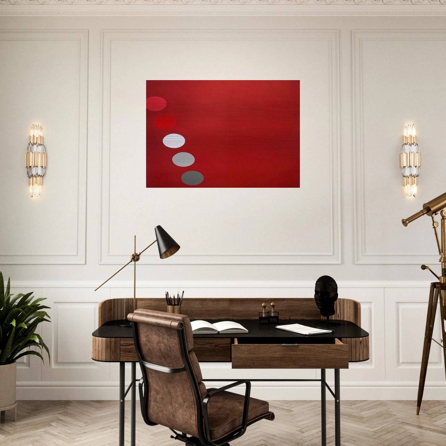 Phased Red - 1965 - Thomas Downing Brushed Aluminum Print - 70x100 cm / 28x40 inches | Thomas Downing Aluminum Print | Thomas Downing Prints