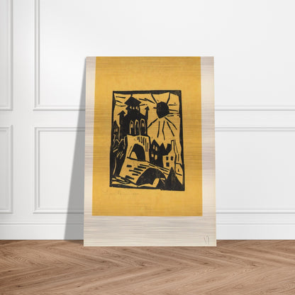 TOWN GATE RIBNITZ DAS TOR RIBNITZ 1918 - Lyonel Feininger Brushed Aluminum Print - 70x100 cm / 28x40 inches | Lyonel Feininger Aluminum Print | Lyonel Feininger Prints