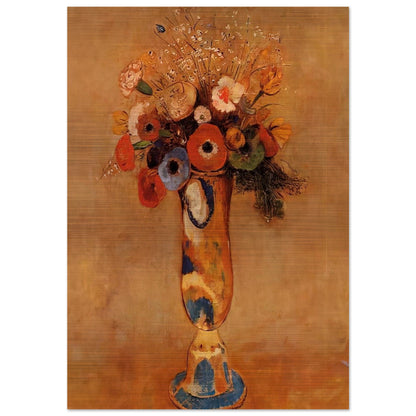 WILDFLOWERS IN A LONG NECKED VASE - Odilon Redon Brushed Aluminum Print - 70x100 cm / 28x40 inches | Odilon Redon Aluminum Print | Odilon Redon Prints