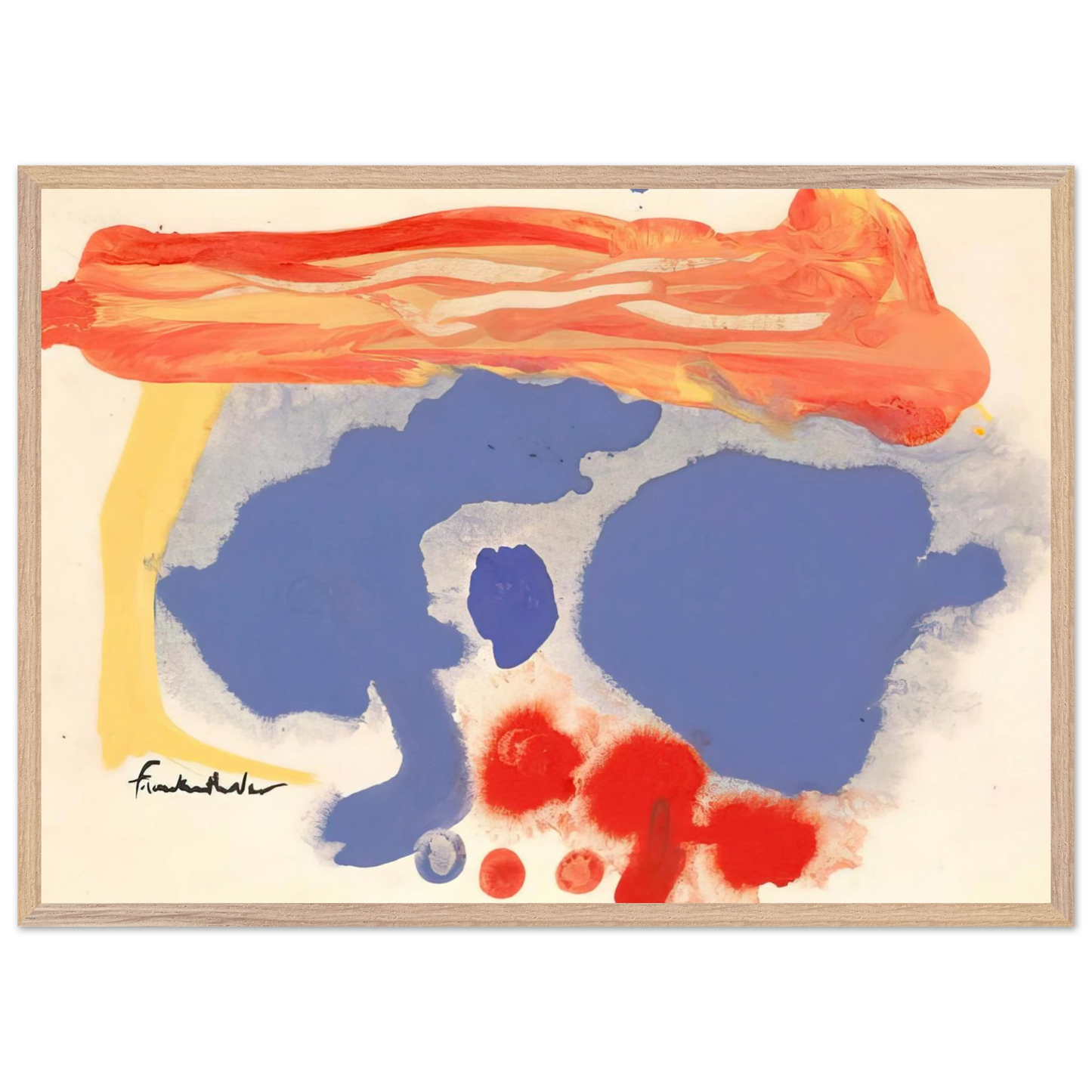 Helen Frankenthaler - Summerscene, Provincetown - 1961 Wall art - 70x100 cm / 28x40 inches - Premium Wooden Framed Poster With Fine Art Paper-canvas - White frame
