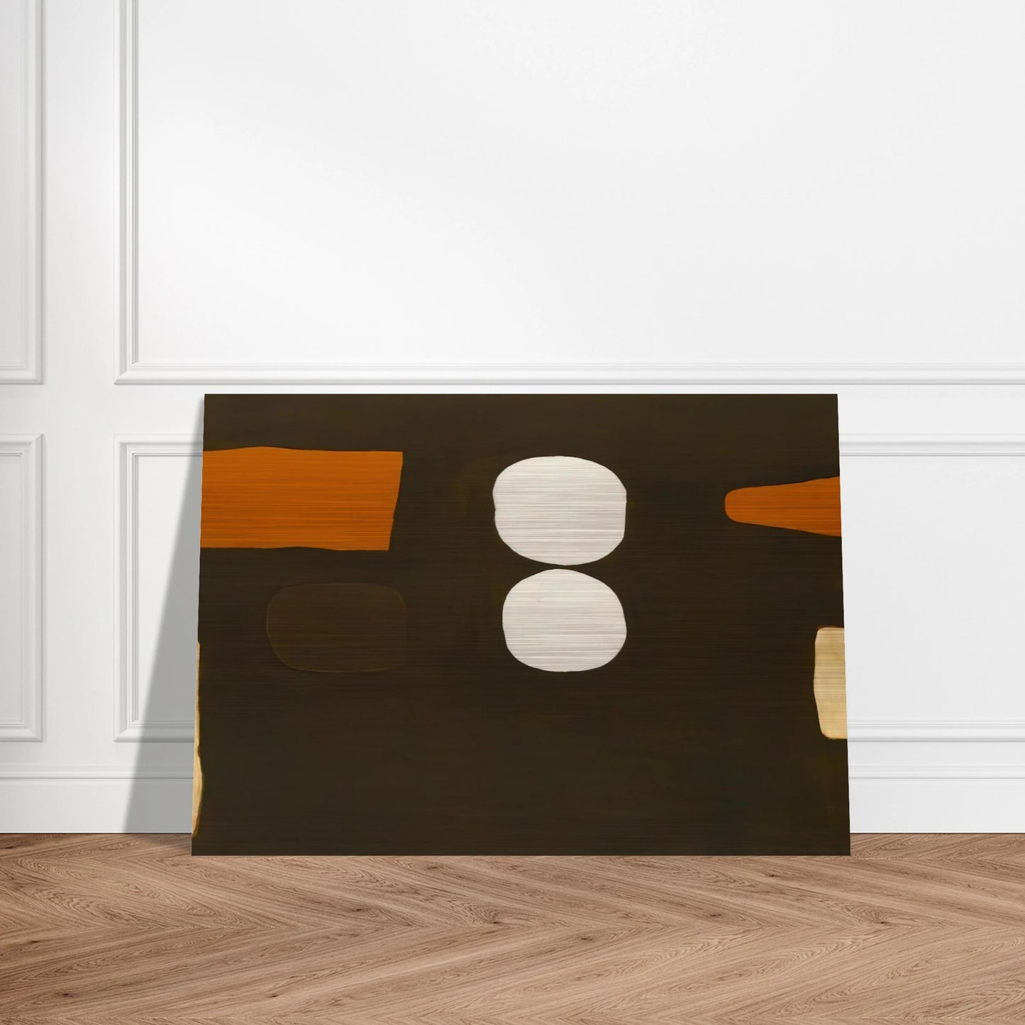 Dark Brown, Orange and White - 1963 - William Scott Brushed Aluminum Print - 70x100 cm / 28x40 inches | William Scott Aluminum Print | William Scott Prints
