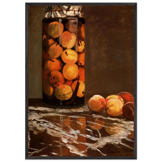 Jar Of Peaches - claude monet 70x100 cm / 28x40 inches Framed Art Print – Black Wooden Frame