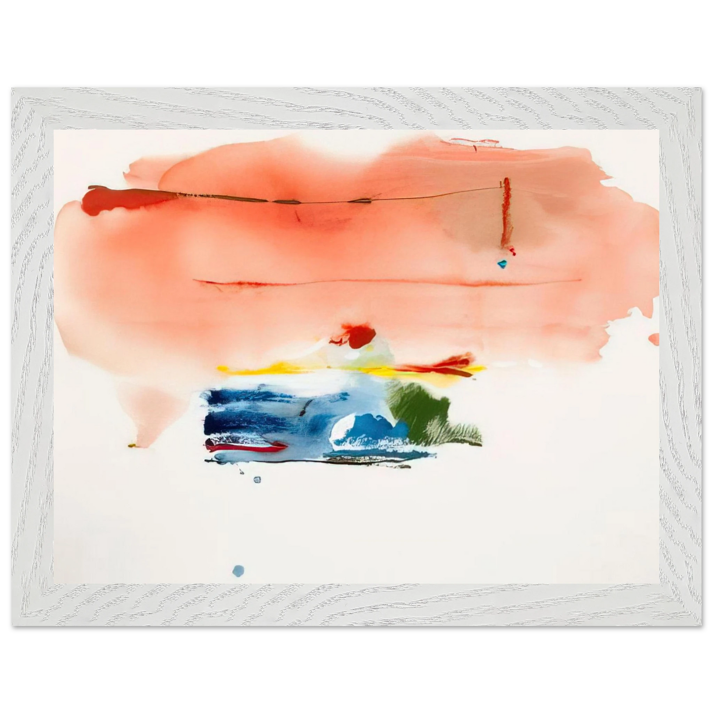 Helen Frankenthaler - Santa Fe II - 1986 Wall art - 28x43  cm / XL (11x17 inches) - Premium Wooden Framed Poster With Fine Art Paper-canvas - White frame