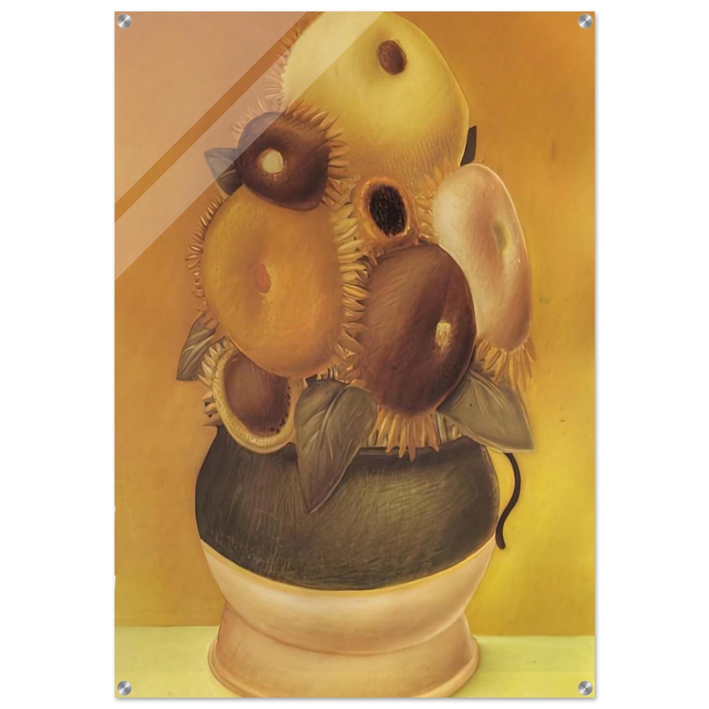 SUNFLOWERS - Fernando Botero Acrylic Print - 70x100 cm / 28x40″ inches