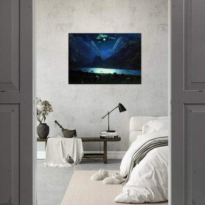 Daryal pass. Moonlight Night - Arkhyp Kuindzhi Brushed Aluminum Print - 70x100 cm / 28x40 inches | Arkhyp Kuindzhi Aluminum Print | Arkhyp Kuindzhi Prints