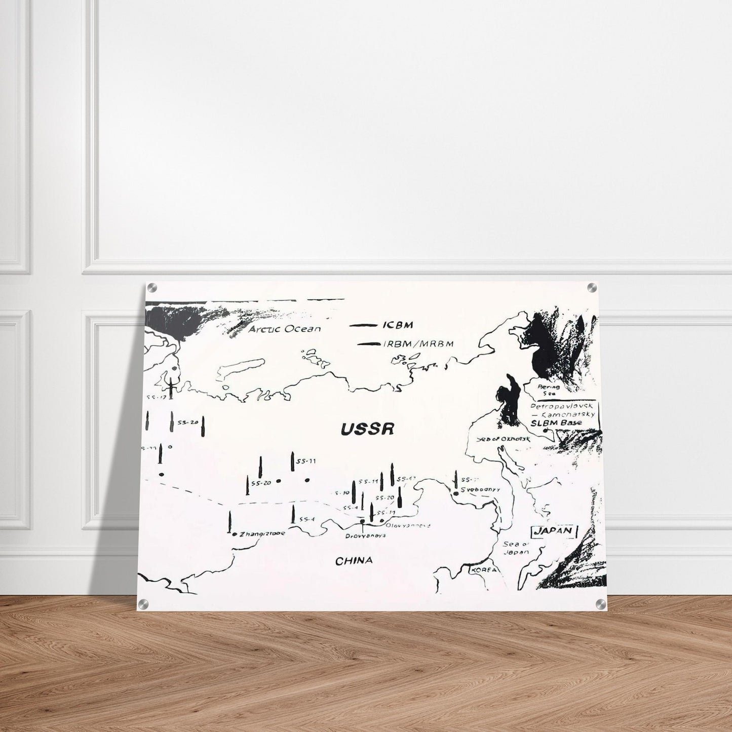 Map of Eastern U.S.S.R. Missile Bases - Andy Warhol Acrylic Print - 70x100 cm / 28x40″ inches