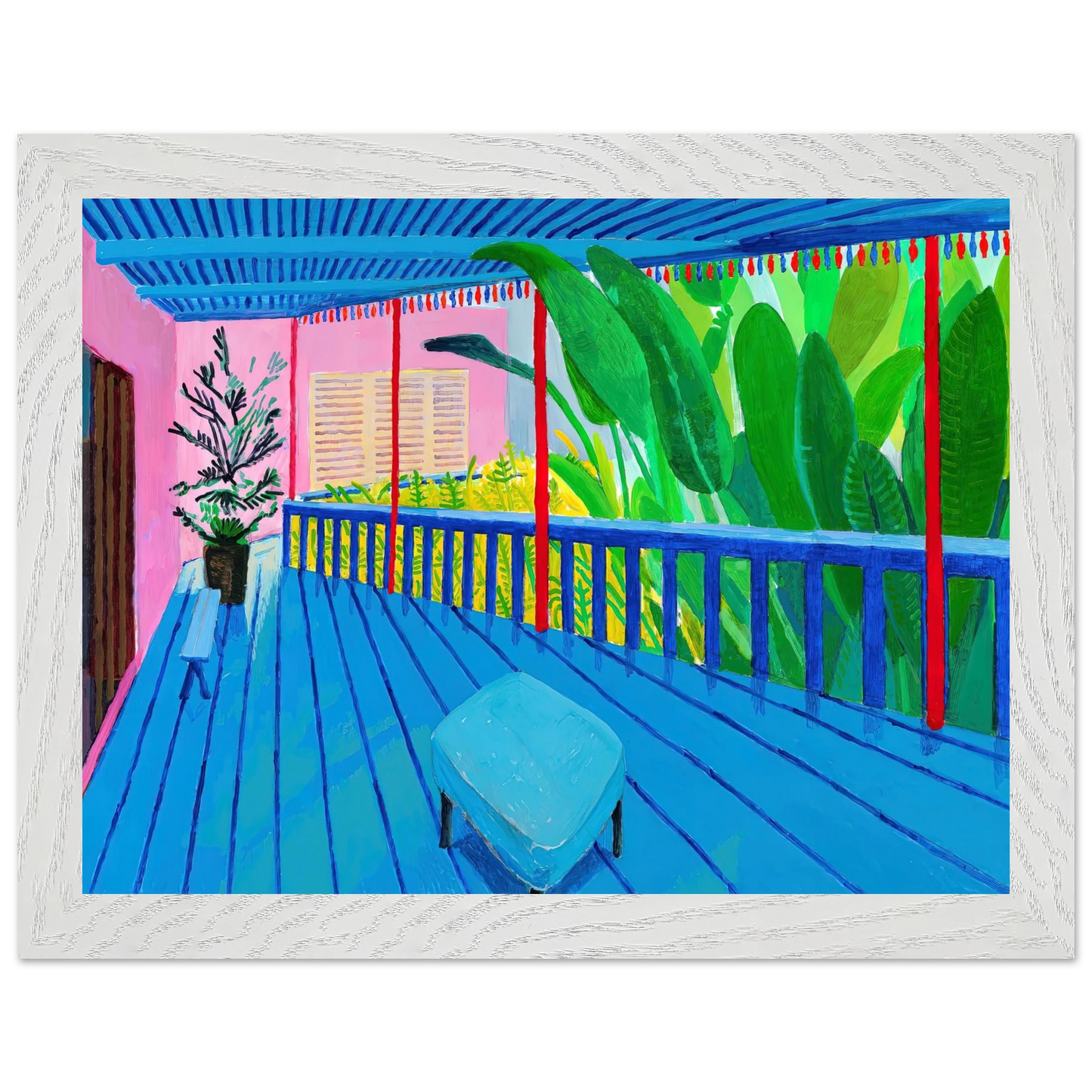 David Hockney - David Hockney Wall art - 30x30 cm / 12x12 inches - Premium Wooden Framed Poster With Fine Art Paper-canvas - White frame