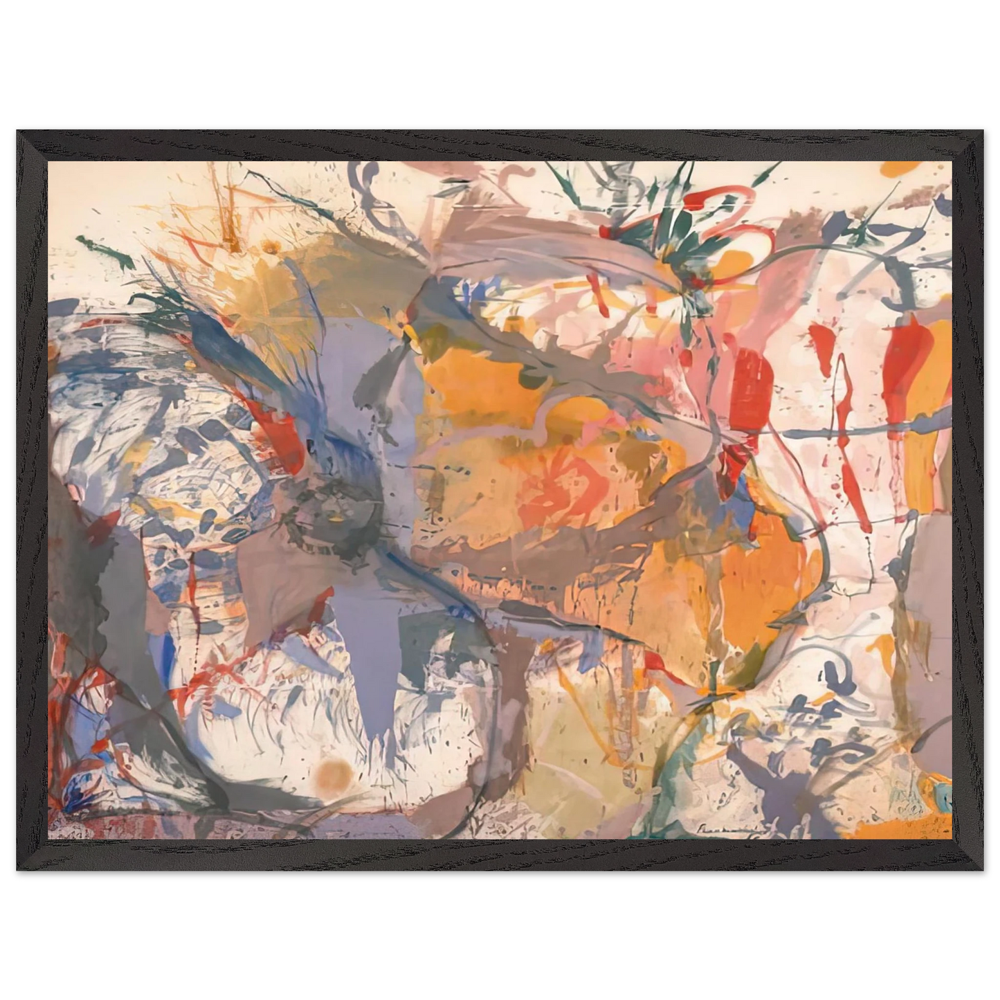 Helen Frankenthaler - Before the Caves, 1958- Wall Art - 21x29.7 cm / 8x12" - Premium Wooden Framed Poster With Fine Art Paper-canvas - Wood frame