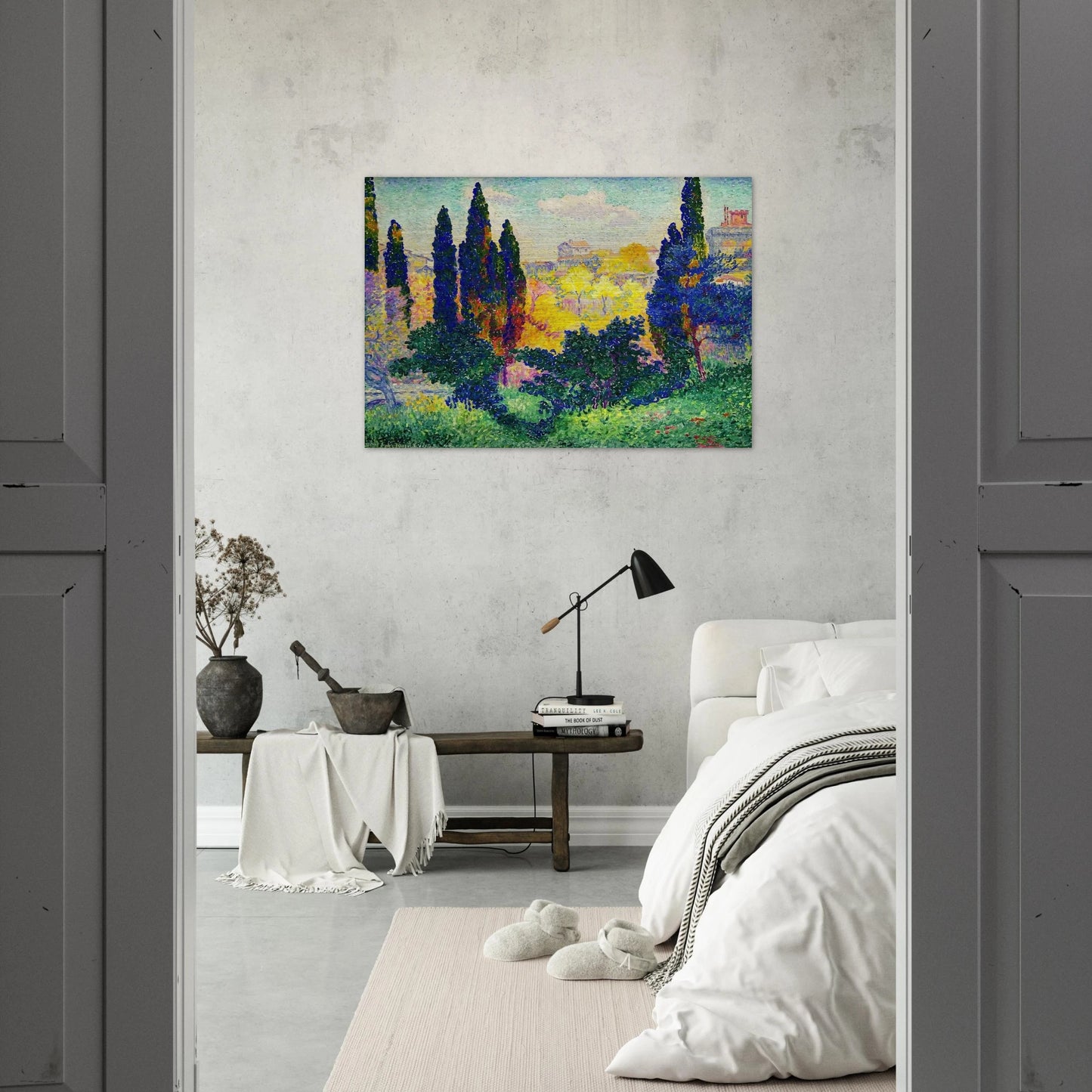 The Cypresses at Cagnes - Henri-Edmond Cross Brushed Aluminum Print - 70x100 cm / 28x40 inches | Henri-Edmond Cross Aluminum Print | Henri-Edmond Cross Prints
