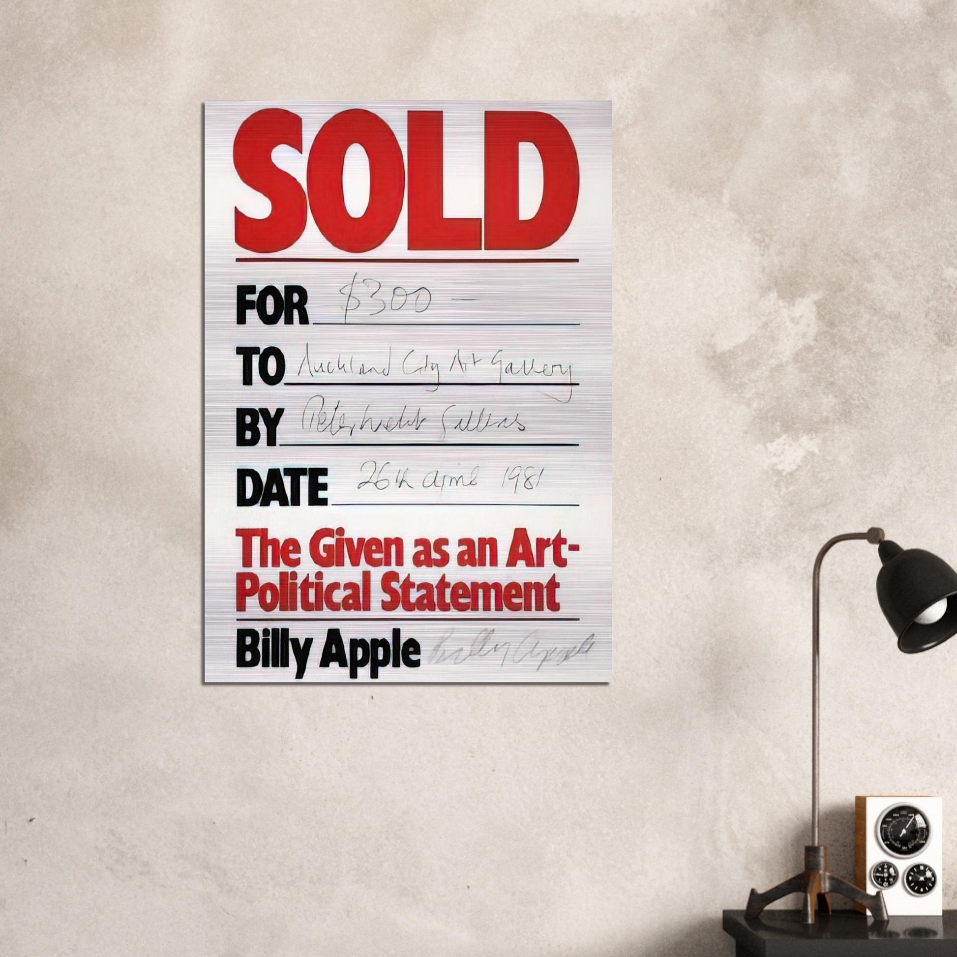 Sold - 1981 - Billy Apple Brushed Aluminum Print - 70x100 cm / 28x40 inches | Billy Apple Aluminum Print | Billy Apple Prints