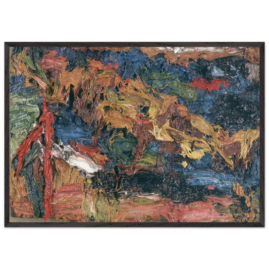 E O W ON HER BLUE EIDERDOWN III - Frank Auerbach 70x100 cm / 28x40 inches Framed Art Print – Black Wooden Frame