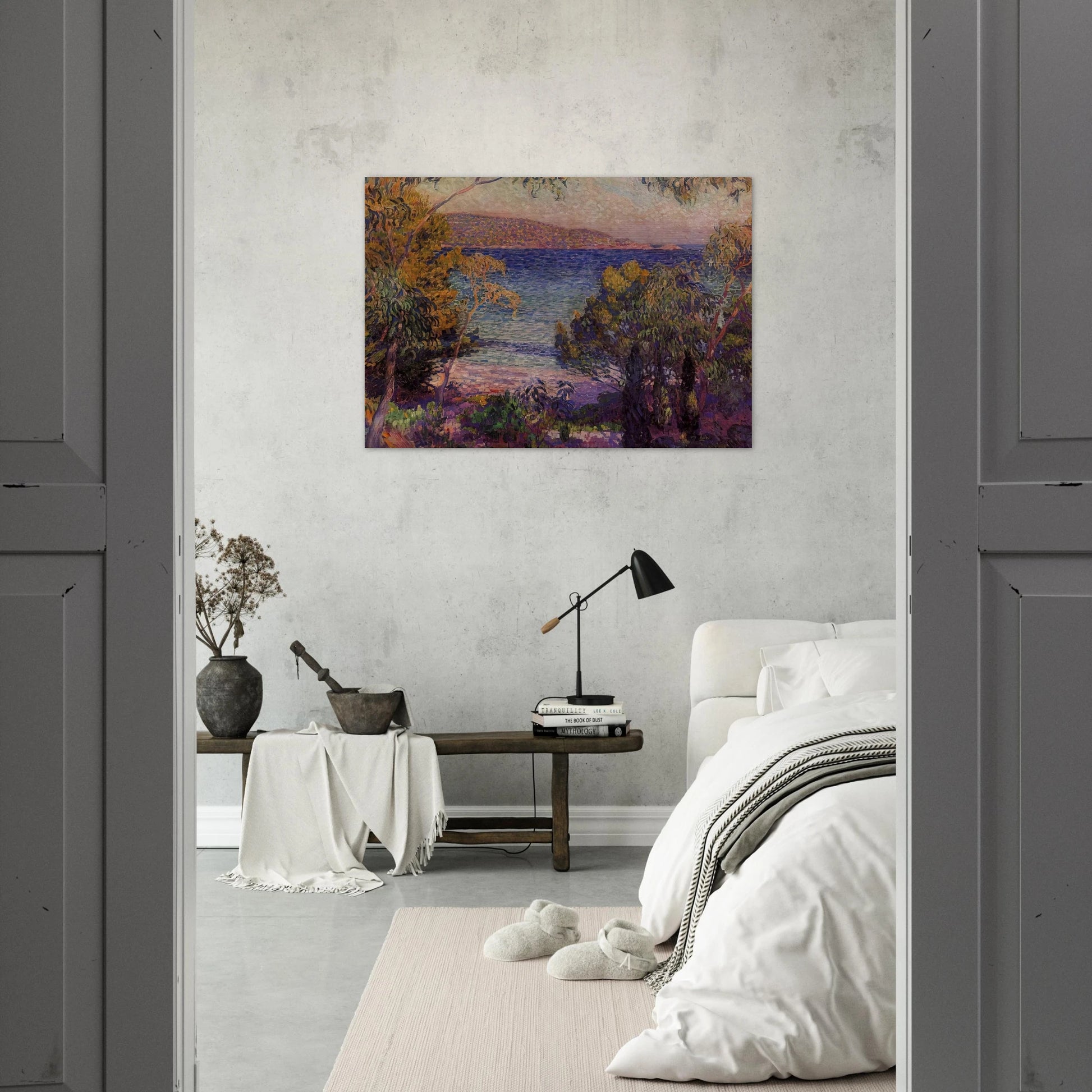 PINES AND EUCALYPTUS AT CAVELIERI 1905 - Theo van Rysselberghe Brushed Aluminum Print - 70x100 cm / 28x40 inches | Theo van Rysselberghe Aluminum Print | Theo van Rysselberghe Prints