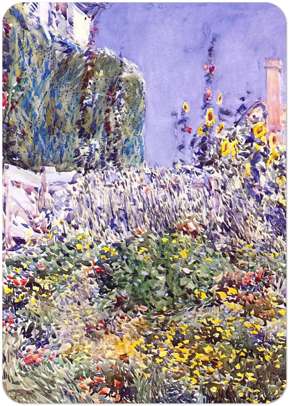 Dexter`s Garden By Childe Hassam Pack of 10 Post Cards | Childe Hassam Post Cards | A6 (10.5 x 14.8 cm) - 4.1 x 5.8 inches