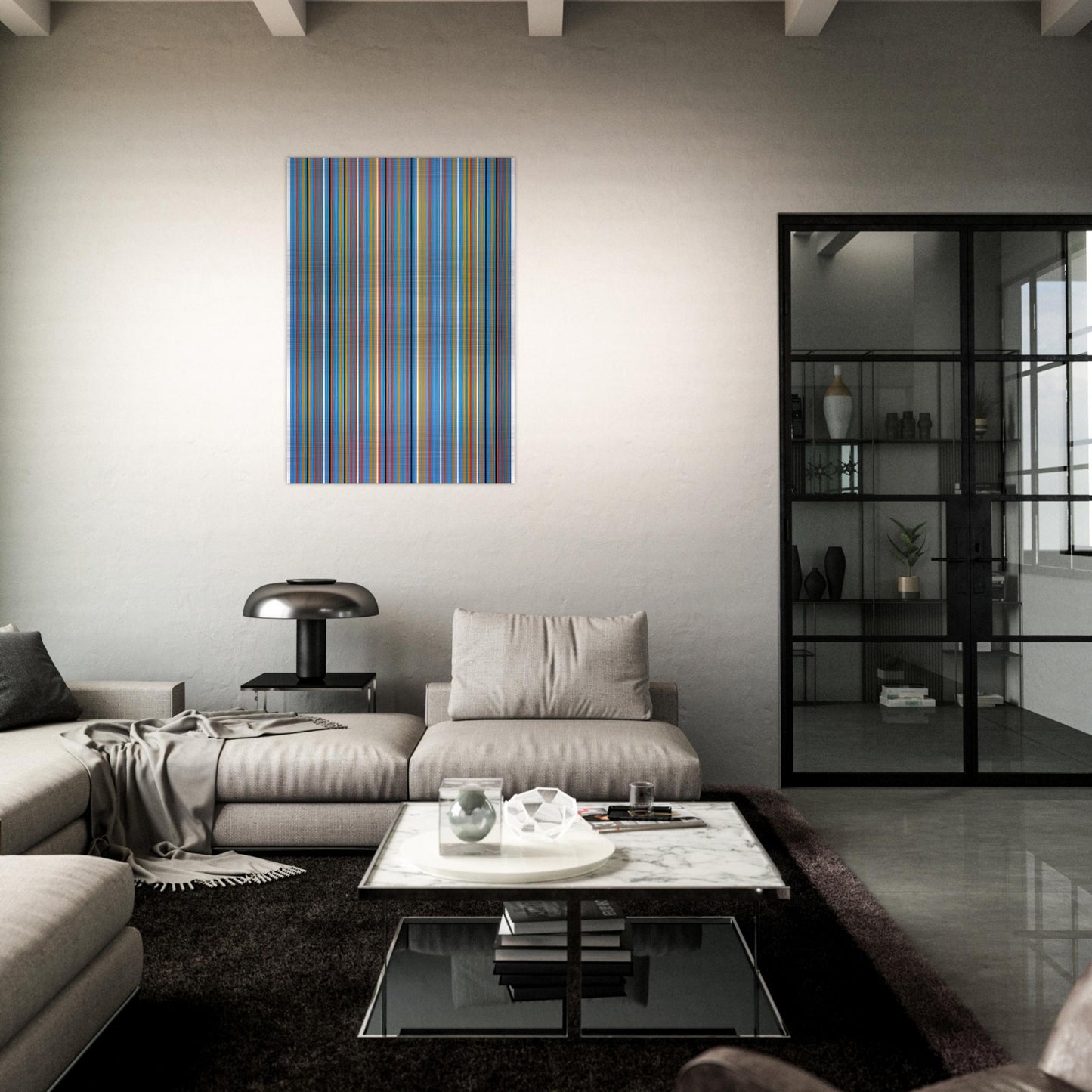 BIG BLUE 1982 - Bridget Riley Brushed Aluminum Print - 70x100 cm / 28x40 inches | Bridget Riley Aluminum Print | Bridget Riley Prints