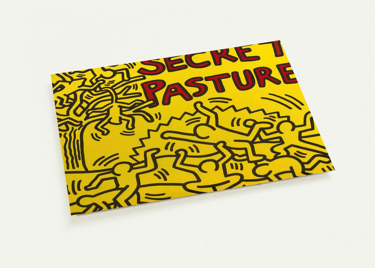 A POSTER FOR THE BILL T JONES AND ARNIE ZANE PERFORMANCE PIECE SECRET PASTURES 1984 By Keith Haring Pack of 10 Post Cards | Keith Haring Post Cards | A6 (10.5 x 14.8 cm) - 4.1 x 5.8 inches
