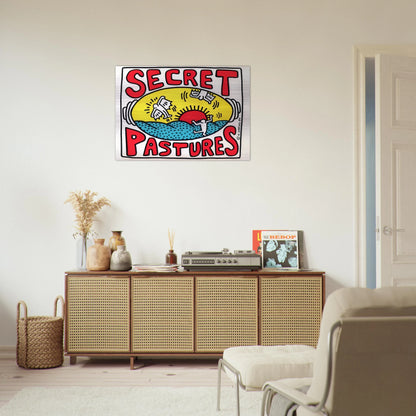 PROMOTIONAL POSTER FOR SECRET PASTURES 1984 - Keith Haring Brushed Aluminum Print - 70x100 cm / 28x40 inches | Keith Haring Aluminum Print | Keith Haring Prints