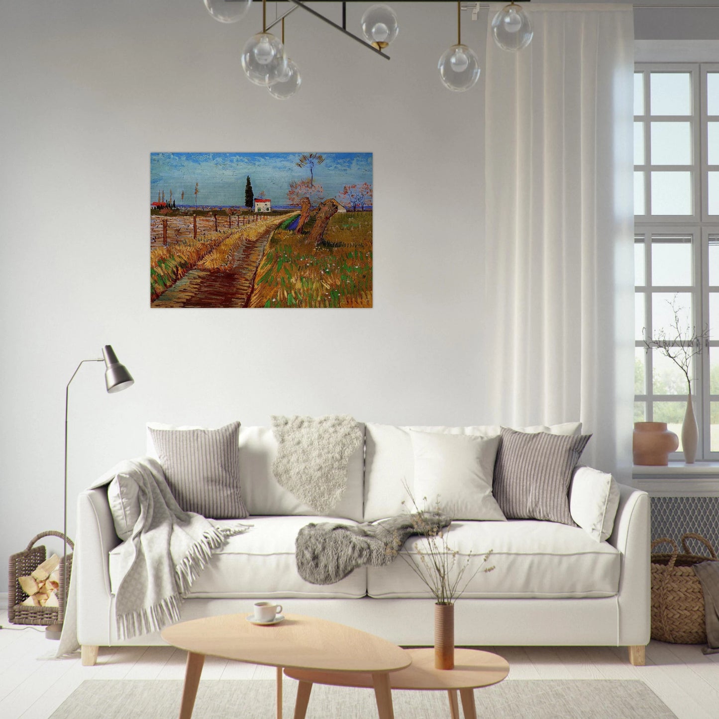 Path Through a Field with Willows - Vincent van Gogh Brushed Aluminum Print - 70x100 cm / 28x40 inches | Vincent van Gogh Aluminum Print | Vincent van Gogh Prints