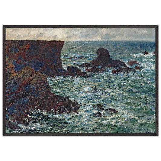 Rocks at Port Coton the Lion Rock - claude monet 70x100 cm / 28x40 inches Framed Art Print – Black Wooden Frame