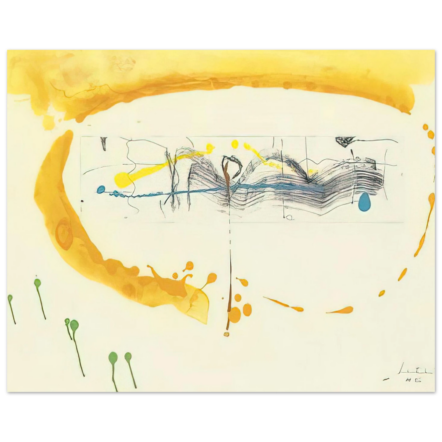 Helen Frankenthaler - Making Music - 2000 Wall art - 40x50 cm / 16x20 inches - Premium Wooden Framed Poster With Fine Art Paper-canvas - Black frame