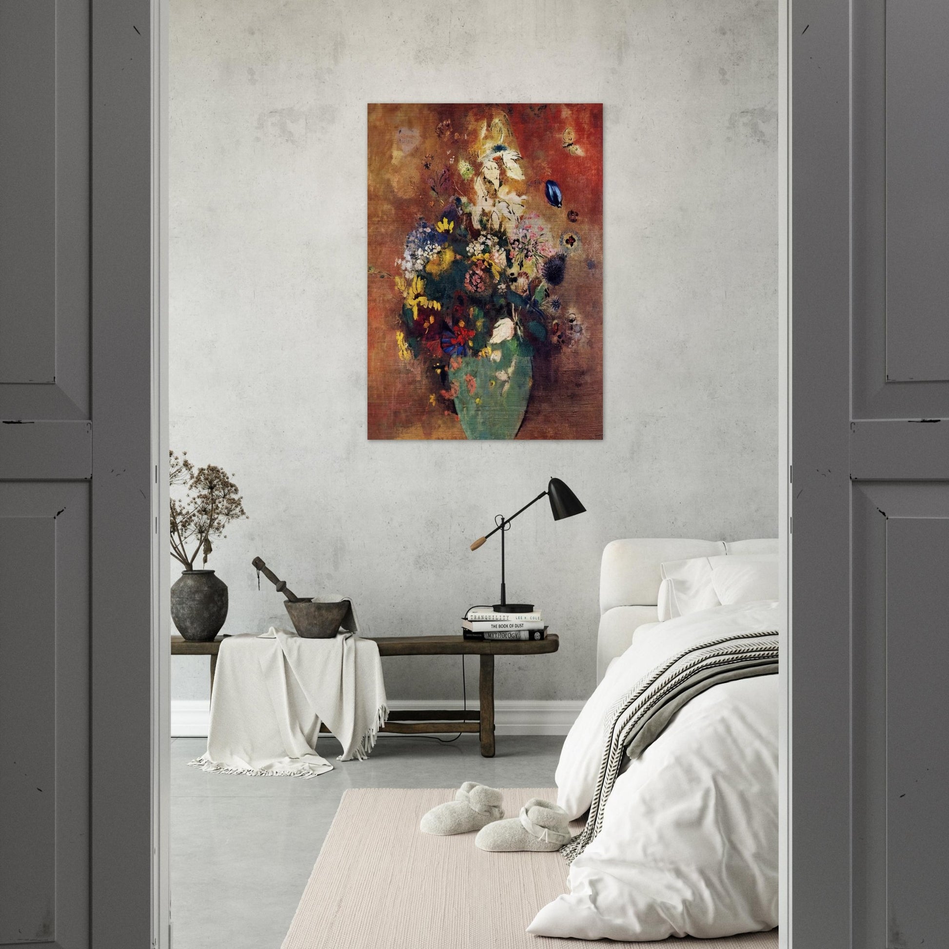 GREEN VASE - Odilon Redon Brushed Aluminum Print - 70x100 cm / 28x40 inches | Odilon Redon Aluminum Print | Odilon Redon Prints