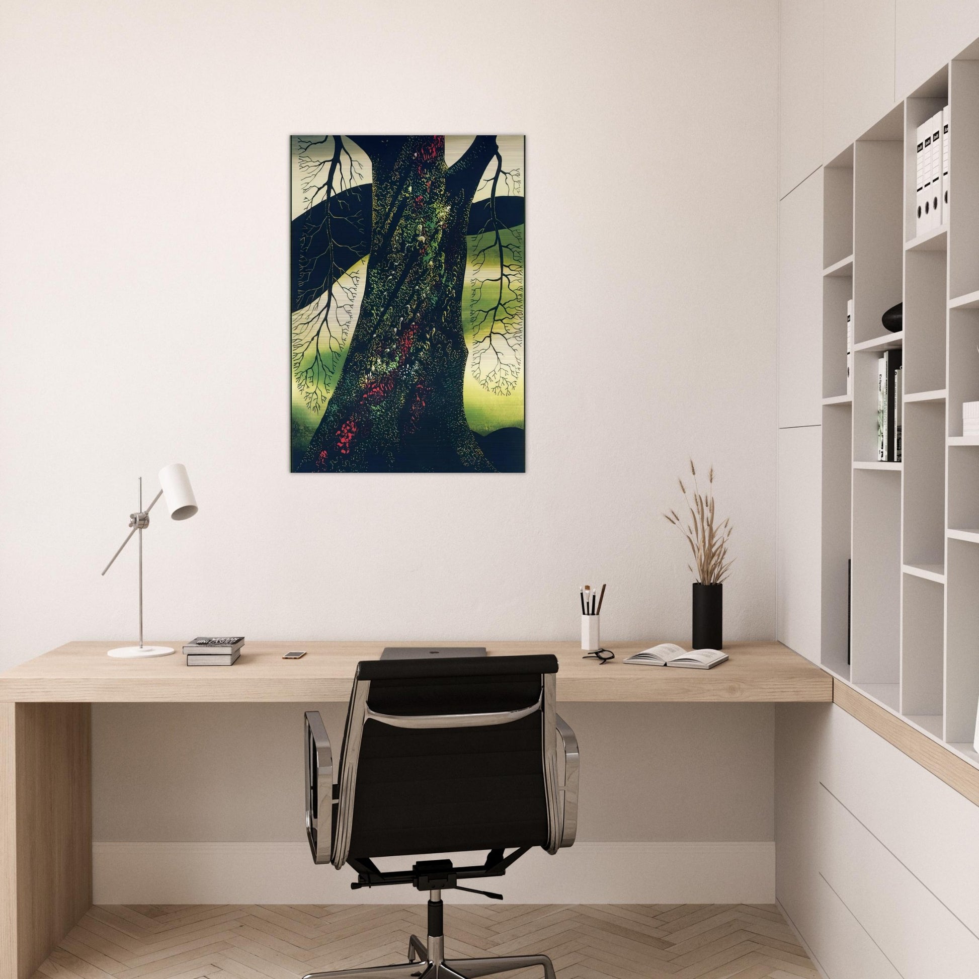 Oak Tree - Eyvind Earle Brushed Aluminum Print - 70x100 cm / 28x40 inches | Eyvind Earle Aluminum Print | Eyvind Earle Prints