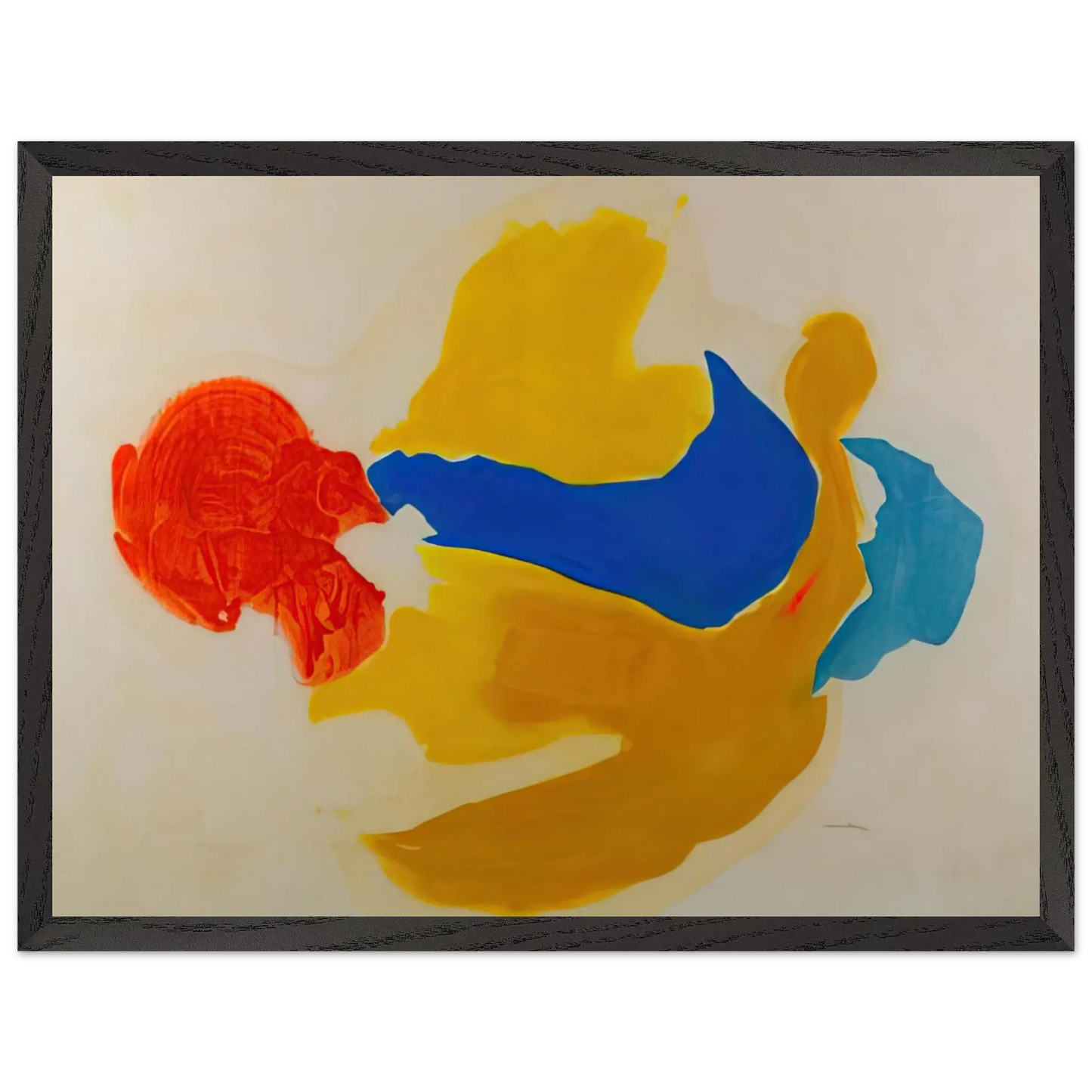 Helen Frankenthaler - Blue Jay - 1963  United States Wall art - 27x35 cm / 11x14 Inches - Premium Wooden Framed Poster With Fine Art Paper - White frame