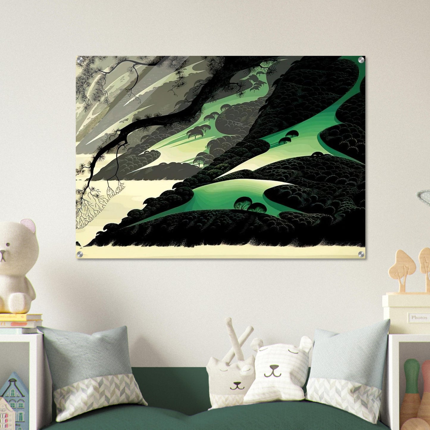 Green Big Sur - Eyvind Earle Acrylic Print - 70x100 cm / 28x40″ inches | Eyvind Earle Wall Art | Eyvind Earle Prints