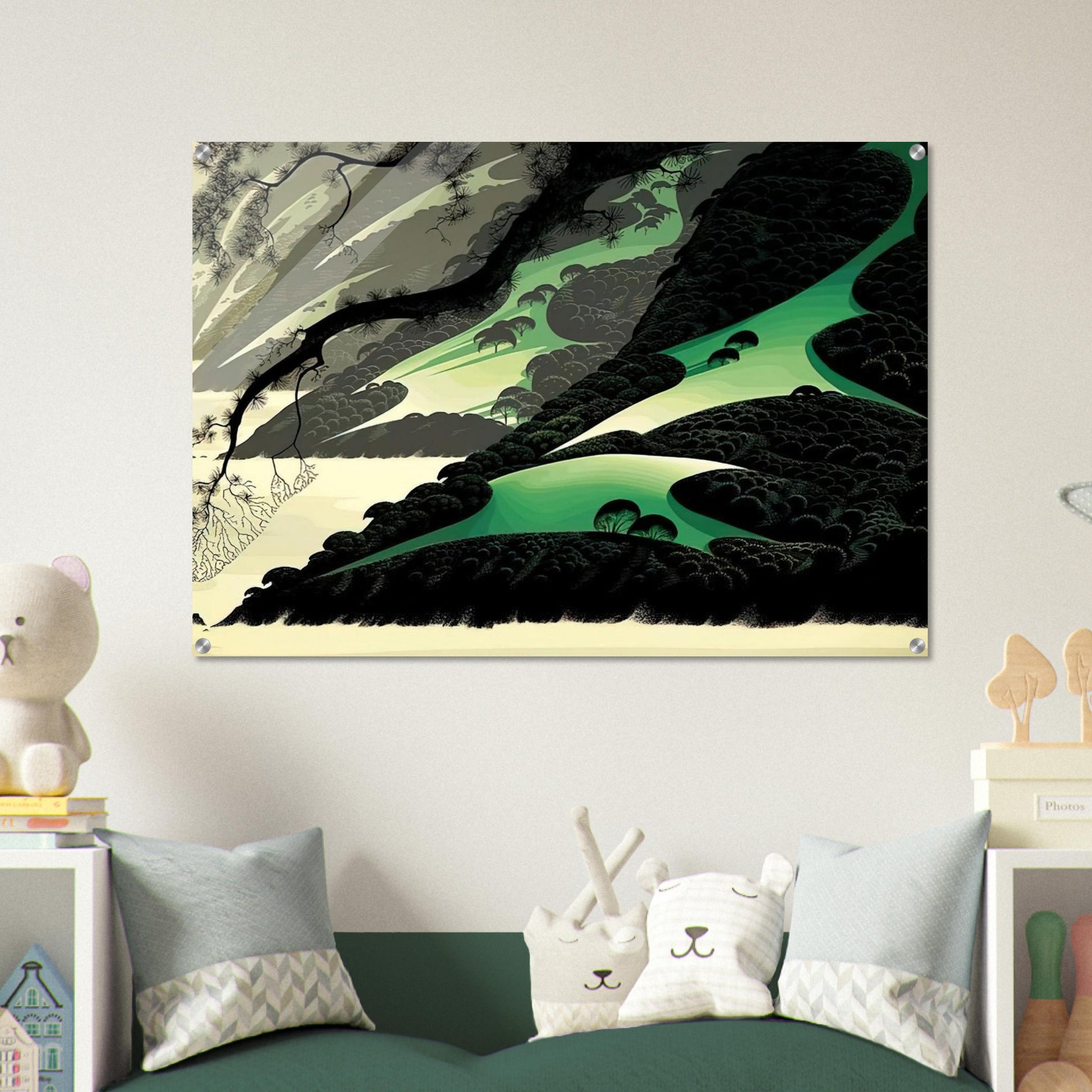 Green Big Sur - Eyvind Earle Acrylic Print - 70x100 cm / 28x40″ inches | Eyvind Earle Wall Art | Eyvind Earle Prints