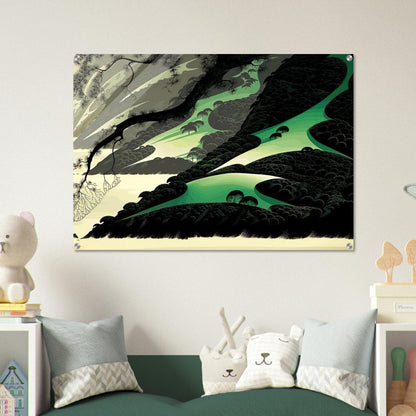 Green Big Sur - Eyvind Earle Acrylic Print - 70x100 cm / 28x40″ inches | Eyvind Earle Wall Art | Eyvind Earle Prints