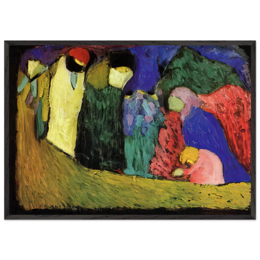 ENCOUNTER 1908 - Wassily Kandinsky 70x100 cm / 28x40 inches Framed Art Print – Black Wooden Frame