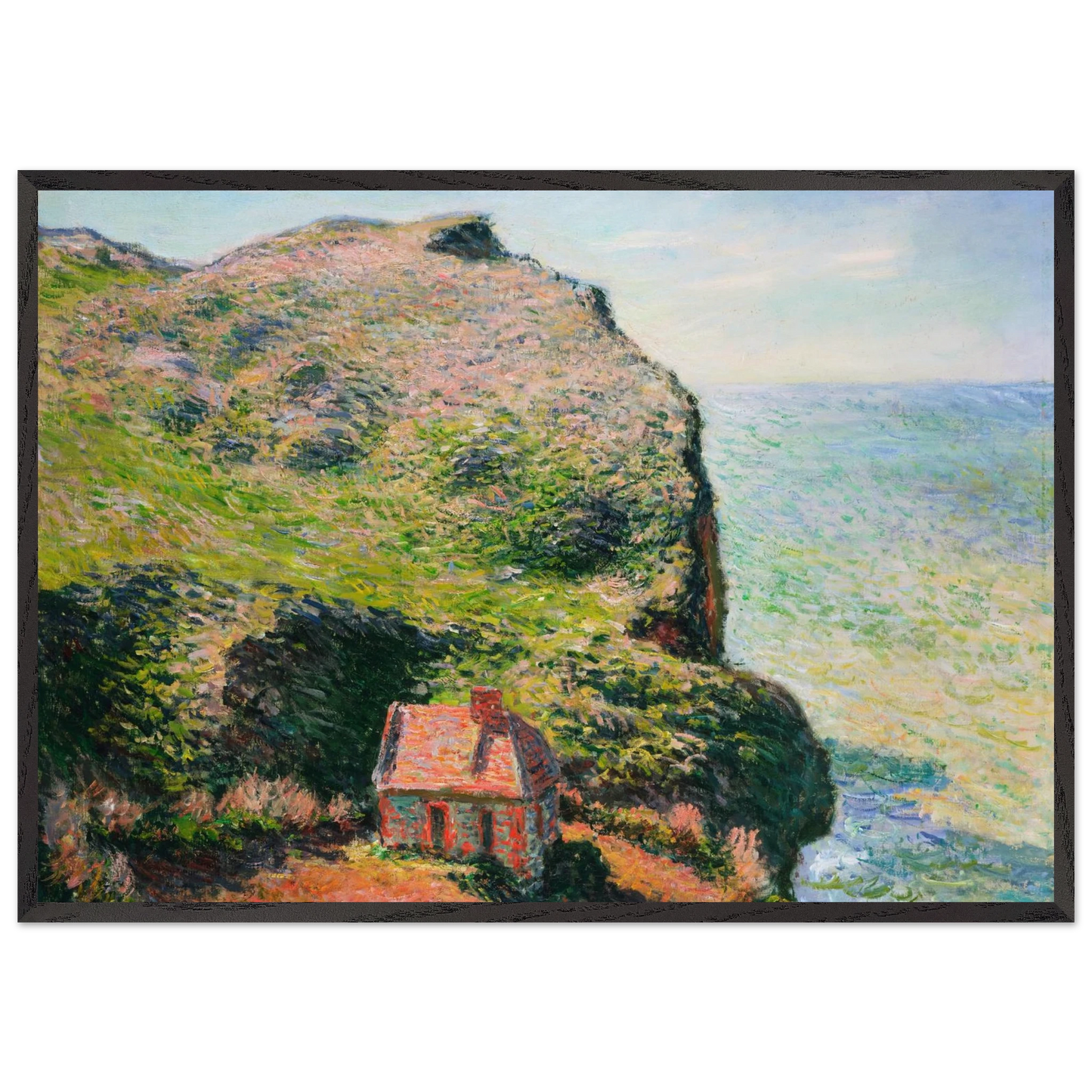 The Customs House - claude monet 70x100 cm / 28x40 inches Framed Art Print – Black Wooden Frame