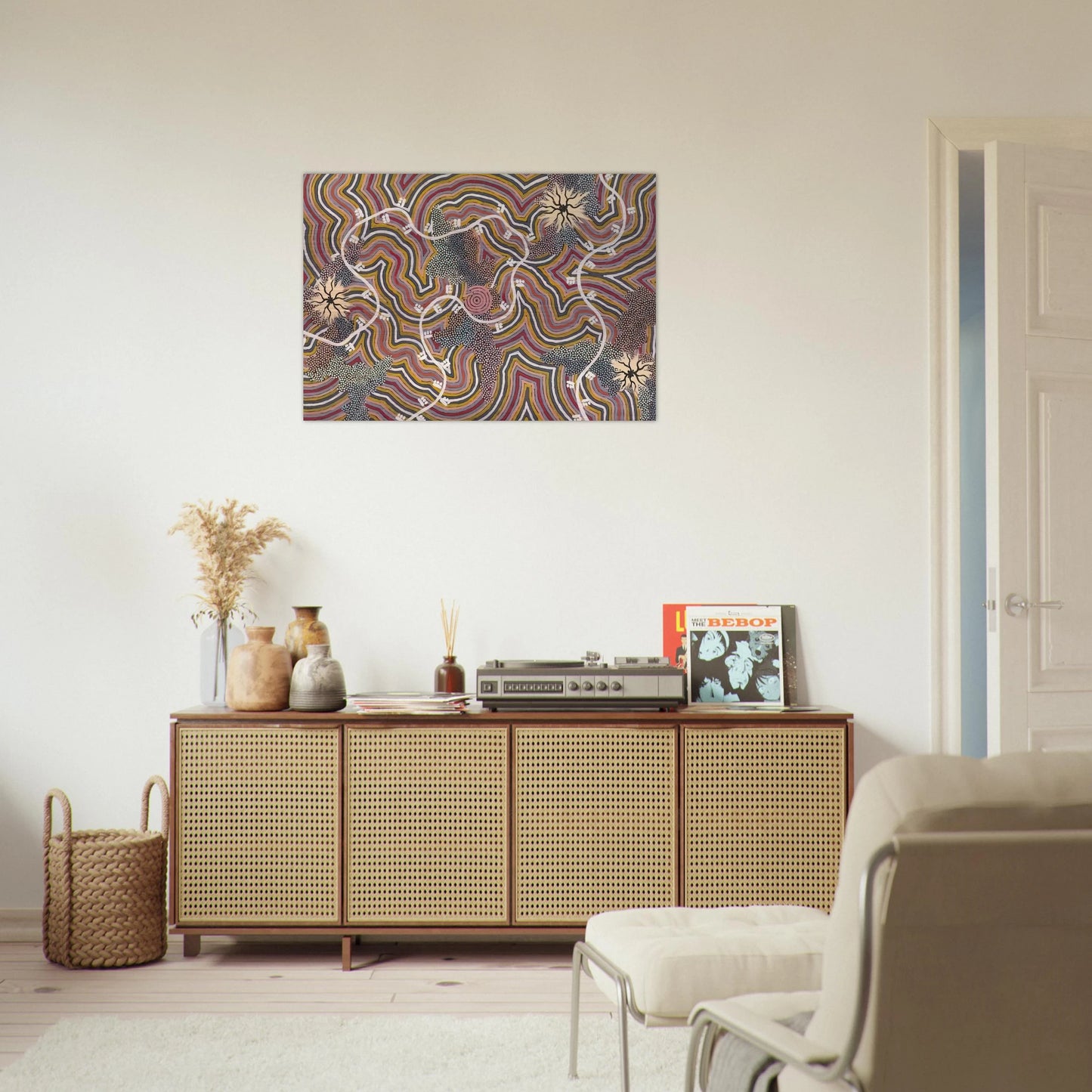 Possum Dreaming - 1996 - Clifford Possum Tjapaltjarri Brushed Aluminum Print - 70x100 cm / 28x40 inches | Clifford Possum Tjapaltjarri Aluminum Print | Clifford Possum Tjapaltjarri Prints