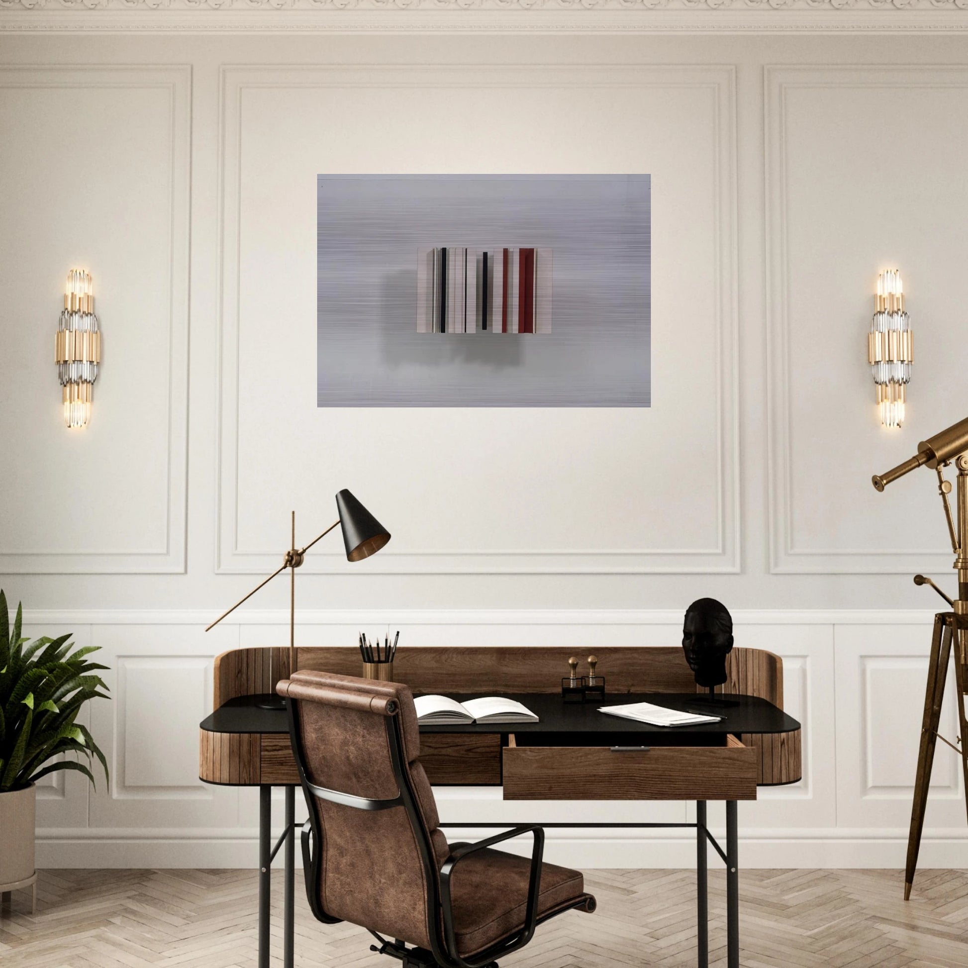RELIEF CONSTRUCTION IN WHITE BLACK AND MAROON 1963 - Victor Pasmore Brushed Aluminum Print - 70x100 cm / 28x40 inches | Victor Pasmore Aluminum Print | Victor Pasmore Prints