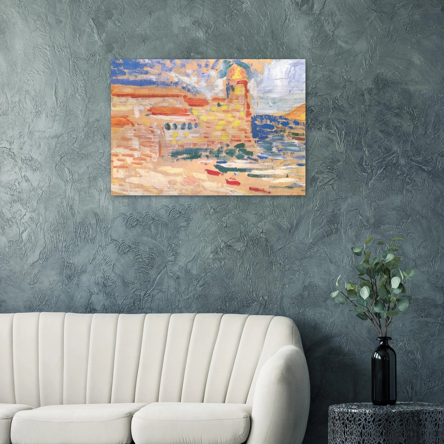 VIEW OF COLLIOURE WITH CHURCH 1905 - Henri Matisse Brushed Aluminum Print - 70x100 cm / 28x40 inches | Henri Matisse Aluminum Print | Henri Matisse Prints