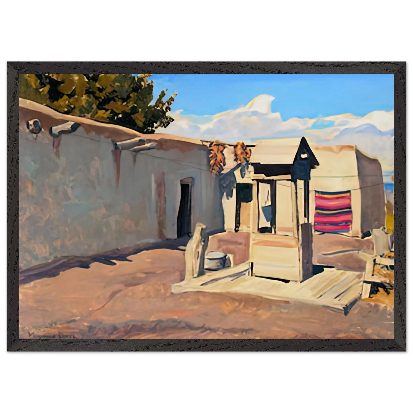 Maynard Dixon - OLD PATIO 1931 Wall art - 20x25 cm / 8x10 inches - Premium Wooden Framed Poster With Fine Art Paper-canvas - Black frame