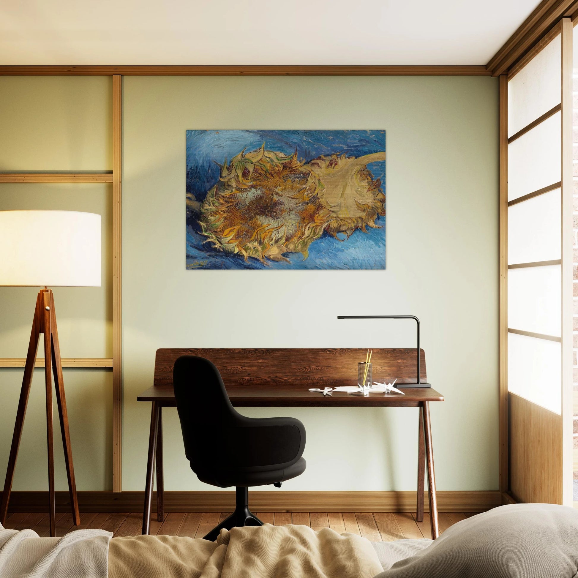 Still Life with Two Sunflowers - Vincent van Gogh Brushed Aluminum Print - 70x100 cm / 28x40 inches | Vincent van Gogh Aluminum Print | Vincent van Gogh Prints