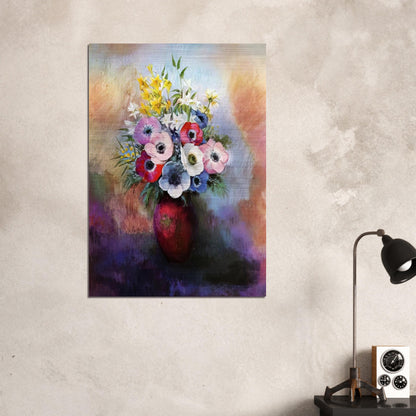 ANEMONES - Odilon Redon Brushed Aluminum Print - 70x100 cm / 28x40 inches | Odilon Redon Aluminum Print | Odilon Redon Prints