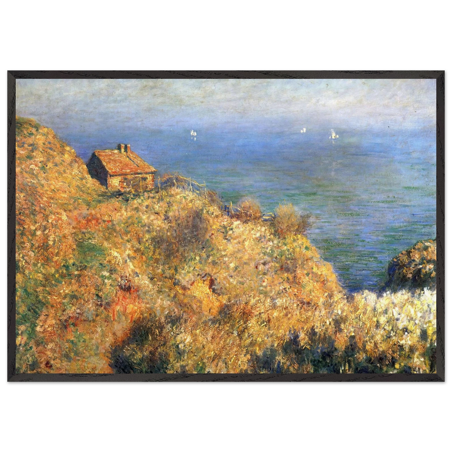 Fishermans House at Varengeville - claude monet 70x100 cm / 28x40 inches Framed Art Print – Black Wooden Frame
