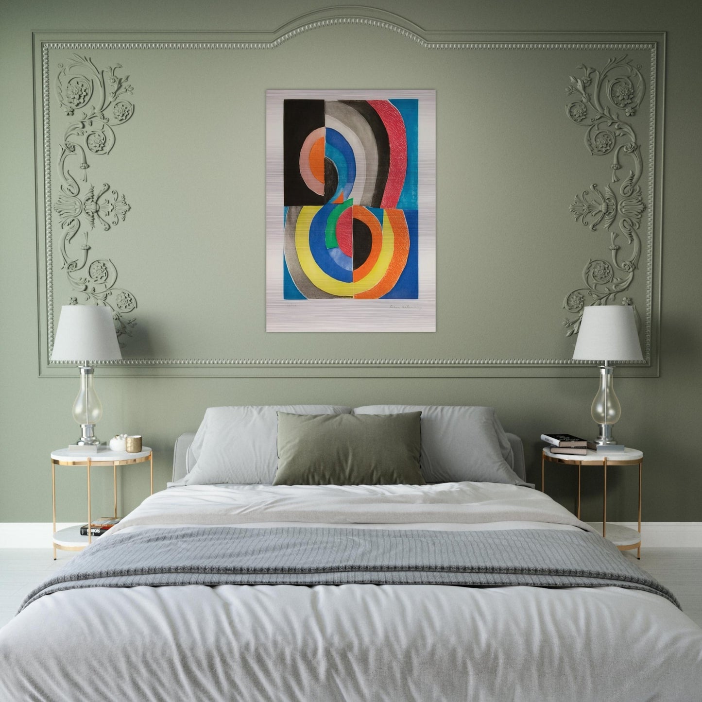 ABSTRACT COMPOSITION WITH SEMICIRCLES - Sonia Delaunay Brushed Aluminum Print - 70x100 cm / 28x40 inches | Sonia Delaunay Aluminum Print | Sonia Delaunay Prints