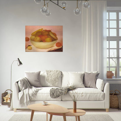 STILL LIFE WITH ORANGE FALLING - Fernando Botero Brushed Aluminum Print - 70x100 cm / 28x40 inches | Fernando Botero Aluminum Print | Fernando Botero Prints