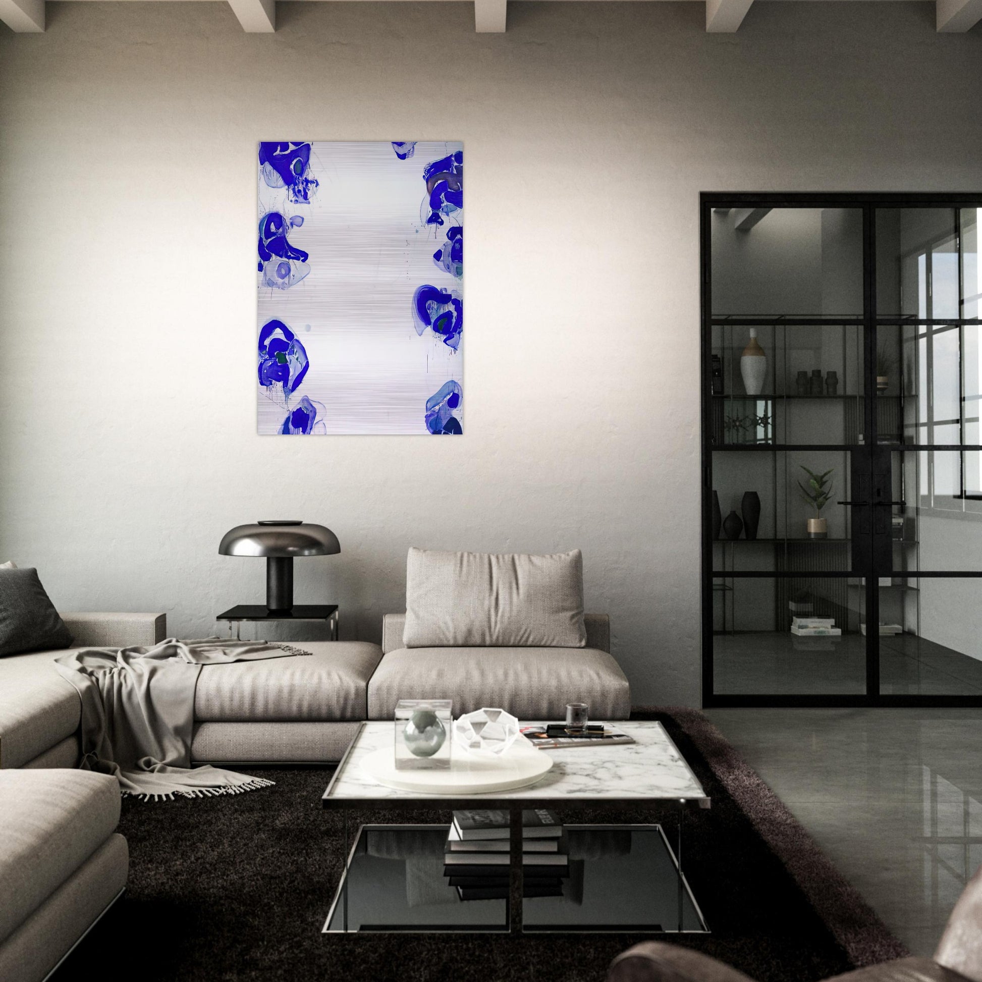 Blue Balls - Sam Francis Brushed Aluminum Print - 70x100 cm / 28x40 inches | Sam Francis Aluminum Print | Sam Francis Prints