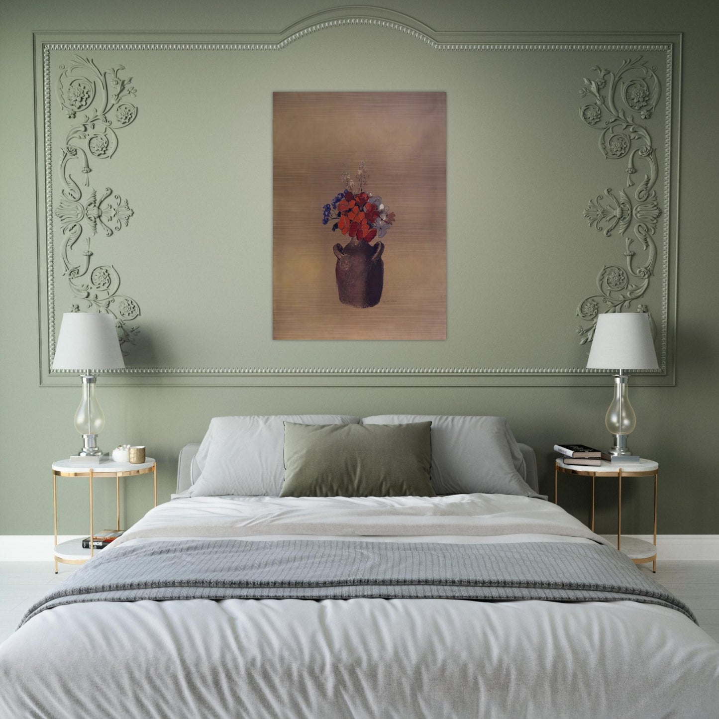 FLOWERS IN A VASE - Odilon Redon Brushed Aluminum Print - 70x100 cm / 28x40 inches | Odilon Redon Aluminum Print | Odilon Redon Prints