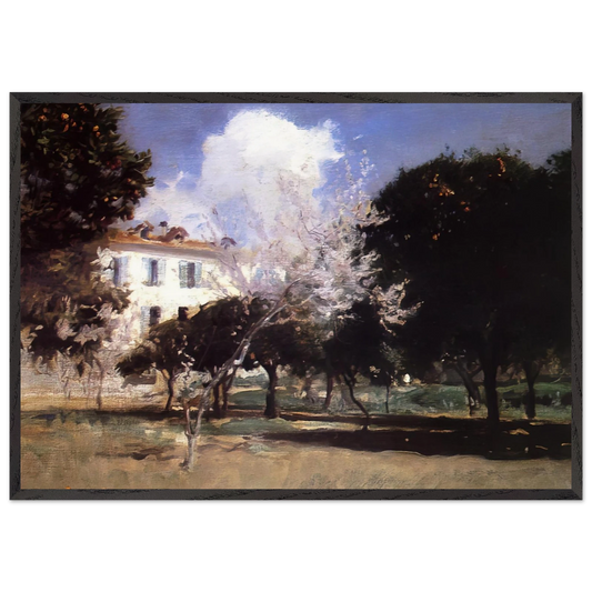 House and Garden - John Singer Sargent 70x100 cm / 28x40 inches Framed Art Print – Black Wooden Frame