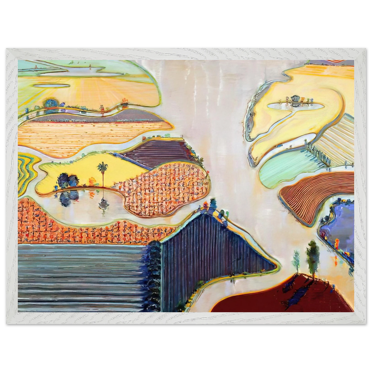 Wayne Thiebaud - Delta Farms - 1996 Wall Art - 60x80 cm / 24x32 inches - Fine Art Poster-canvas - -