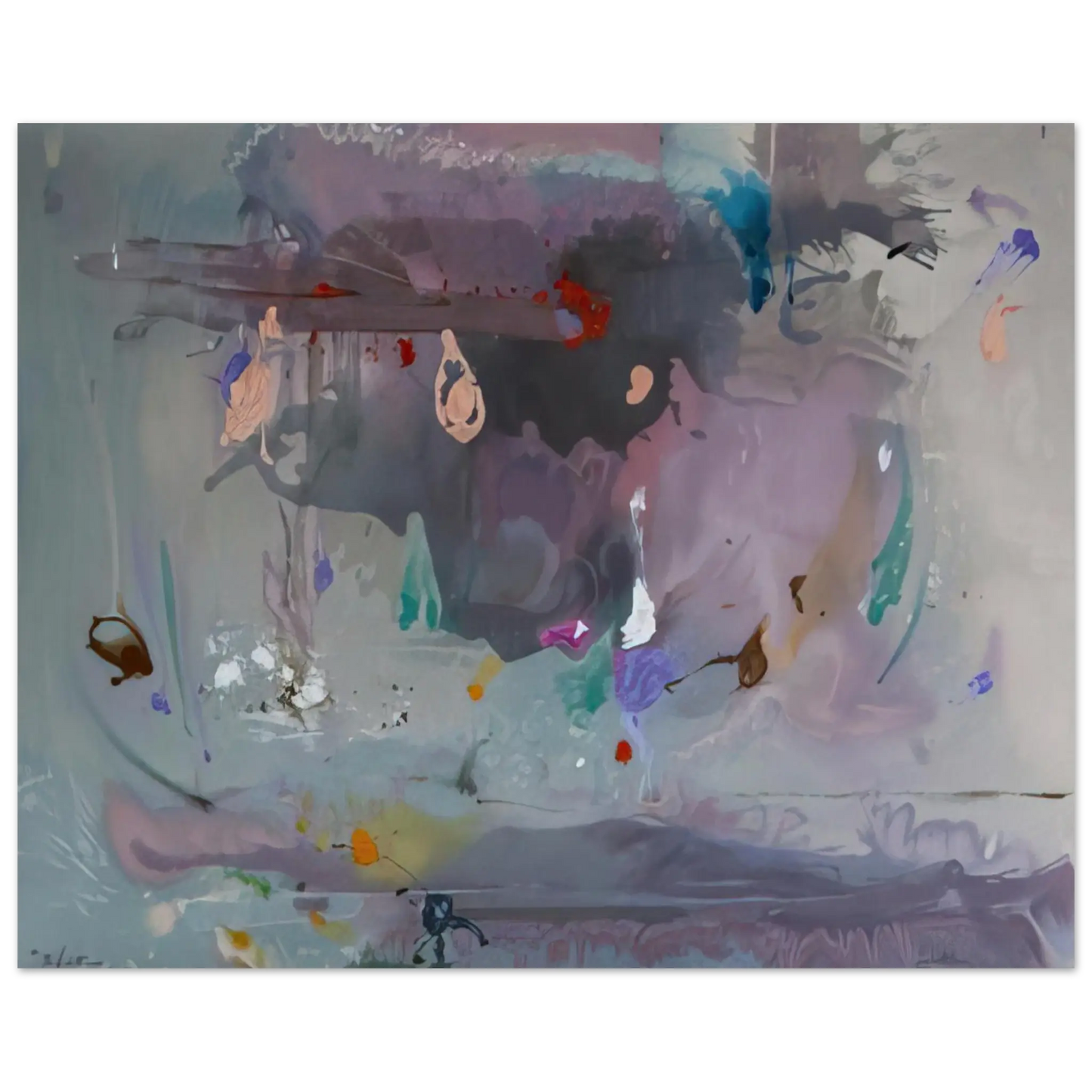 Helen Frankenthaler - Grey Fireworks - 2000 Wall art - 15x20 cm / 6x8 Inches - Fine Art Poster - -