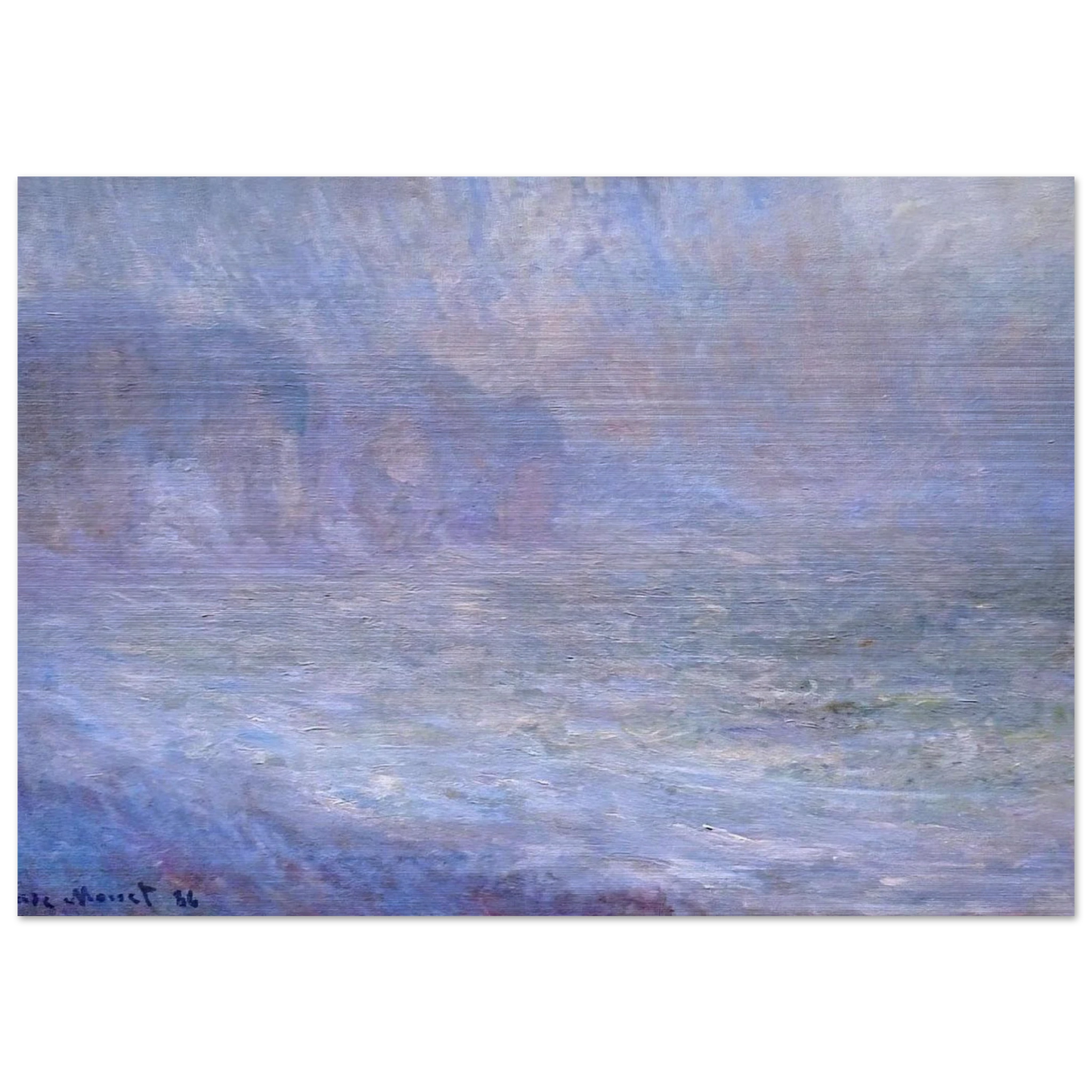 Cliffs at Pourville, Rain - claude monet Brushed Aluminum Print - 70x100 cm / 28x40 inches | claude monet Aluminum Print | claude monet Prints