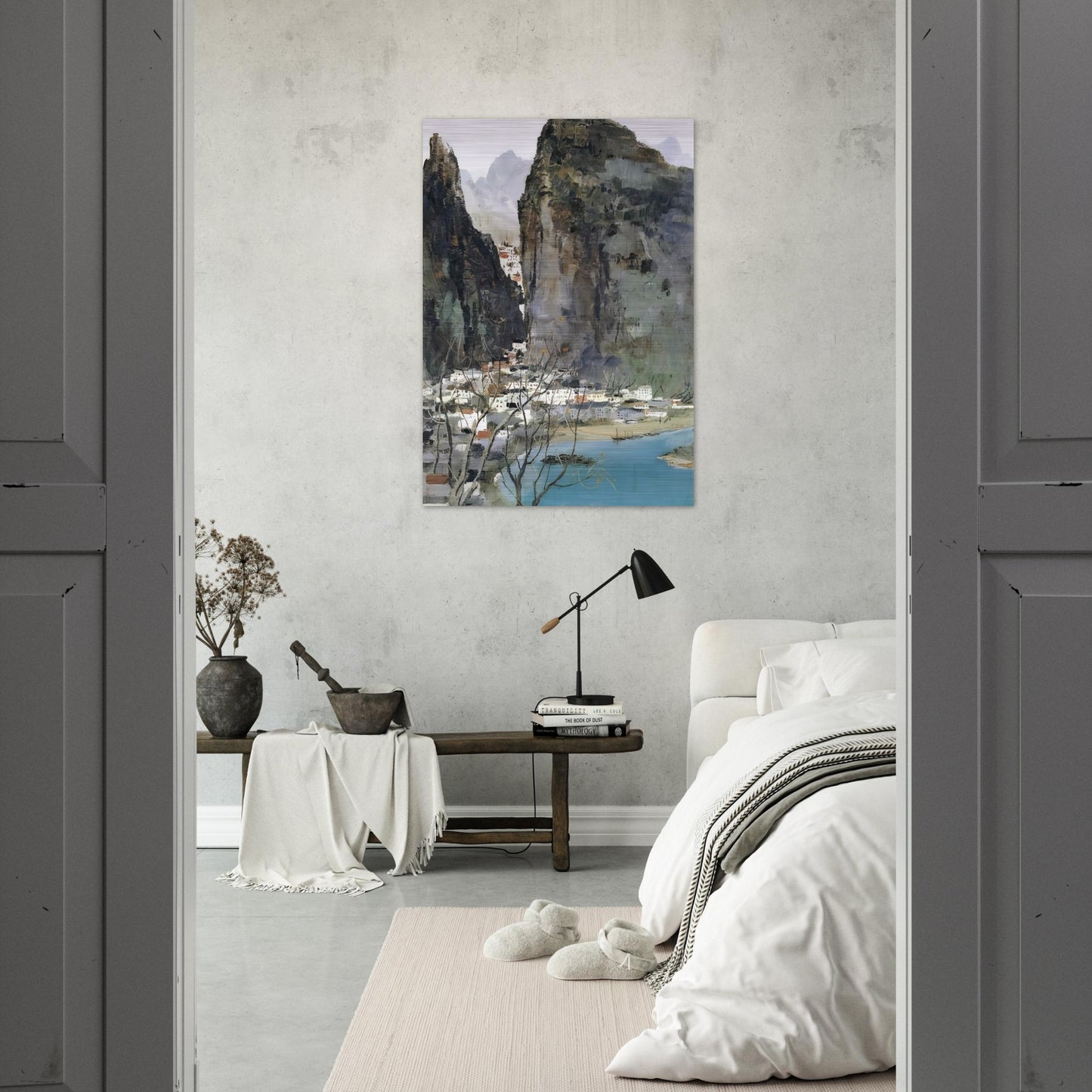 Scenery of Guilin - 1973 - Wu Guanzhong Brushed Aluminum Print - 70x100 cm / 28x40 inches | Wu Guanzhong Aluminum Print | Wu Guanzhong Prints