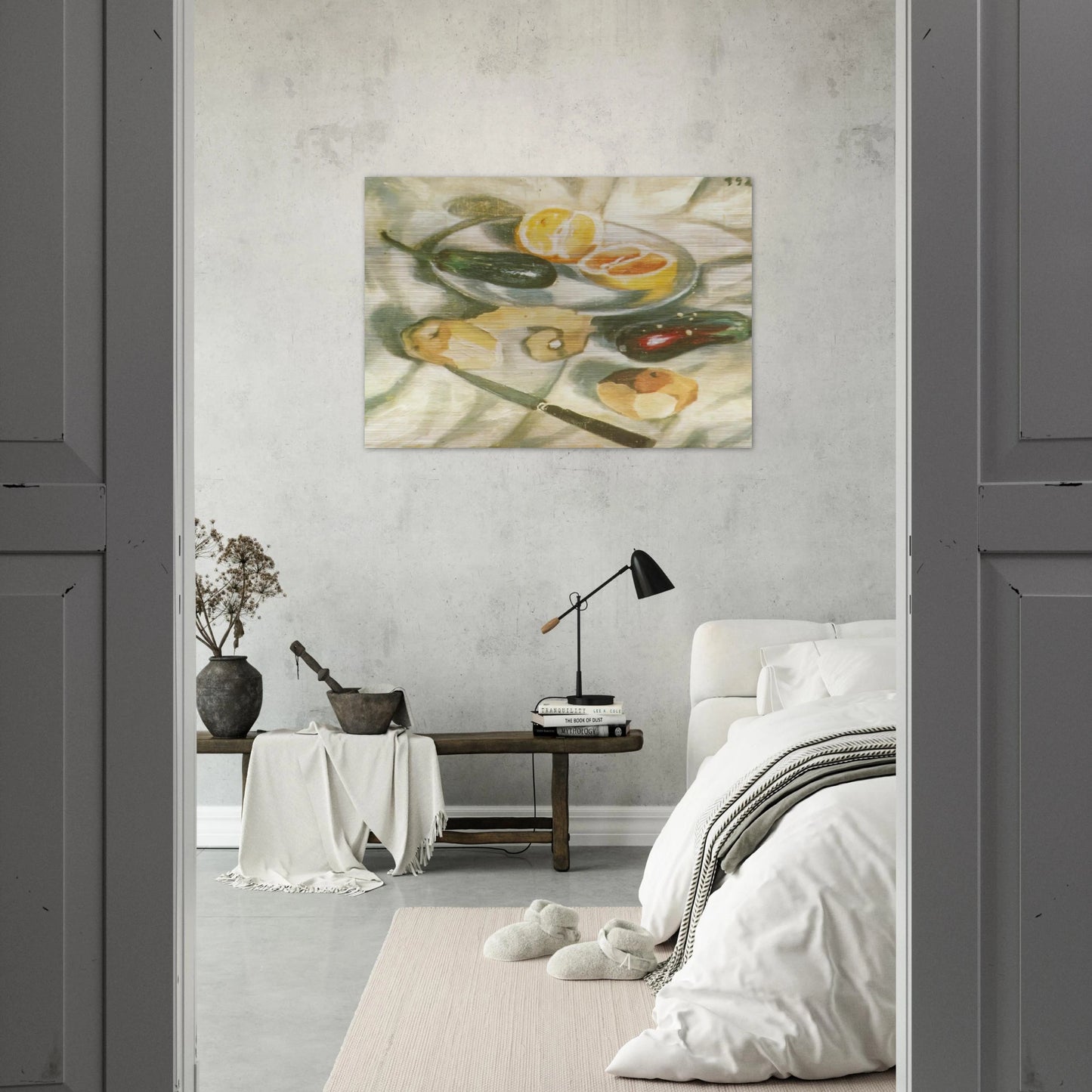 STILL LIFE WITH AUBERGINES - Salvador Dali Brushed Aluminum Print - 70x100 cm / 28x40 inches | Salvador Dali Aluminum Print | Salvador Dali Prints