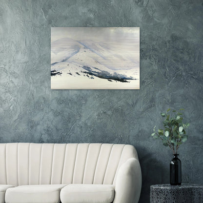 Snowy Mountain - Eyvind Earle Brushed Aluminum Print - 70x100 cm / 28x40 inches | Eyvind Earle Aluminum Print | Eyvind Earle Prints