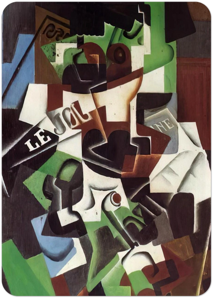 FRUIT BOWL PIPE AND NEWSPAPER By Juan Gris Pack of 10 Post Cards | Juan Gris Post Cards | A6 (10.5 x 14.8 cm) - 4.1 x 5.8 inches